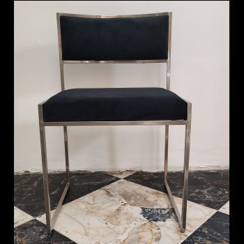 Set of 4 Romeo Rega chairs from the 70s, chromed and reupholstered in black velvet - Image 2