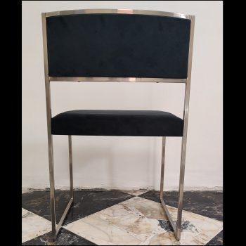 Set of 4 Romeo Rega chairs from the 70s, chromed and reupholstered in black velvet - Image 4