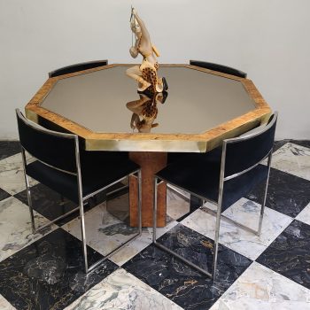 Set of 4 Romeo Rega chairs from the 70s, chromed and reupholstered in black velvet - Image 6