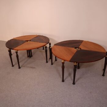 Coppia tavolini 60s componibili ad angoliera in palissandro e noce - immagine 5