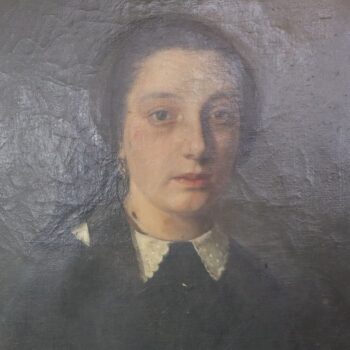 Quadro Antico XIX Secolo, Dipinto Olio su Tela raffigurante una Donna della Corte Di Marseille del '800 - immagine 4