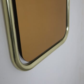 Specchio vintage bronzato anni 70 cornice alluminio ottonato made in italy - immagine 5
