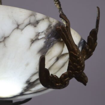 Antique alabaster chandelier with mid-19th century bronze structure and decorations - Image 4