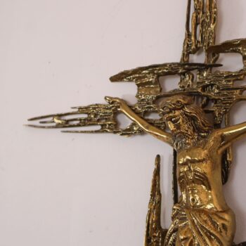 Crocifisso brutalista in bronzo di metà secolo moderno Cristo di Salvador Dalì Italia anni '70 - immagine 8