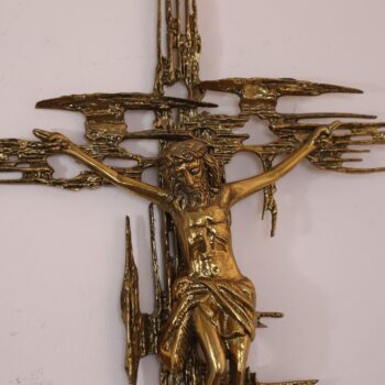 Crocifisso brutalista in bronzo di metà secolo moderno Cristo di Salvador Dalì Italia anni '70 - immagine 7