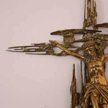 Crocifisso brutalista in bronzo di metà secolo moderno Cristo di Salvador Dalì Italia anni '70 - immagine 5