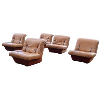 Divano Modulare italiano in pelle cinque moduli, by Lev & Lev, anni 70 - immagine 1