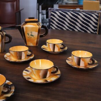 Servizio da caffè Art Deco ceramica Carraresi Lucchesi, Italia anni 30 - immagine 5