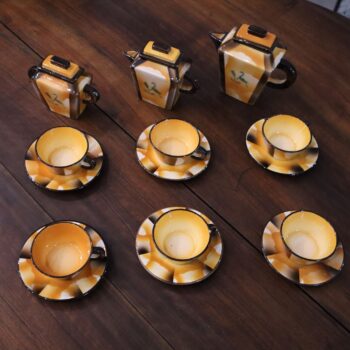 Servizio da caffè Art Deco ceramica Carraresi Lucchesi, Italia anni 30 - immagine 7