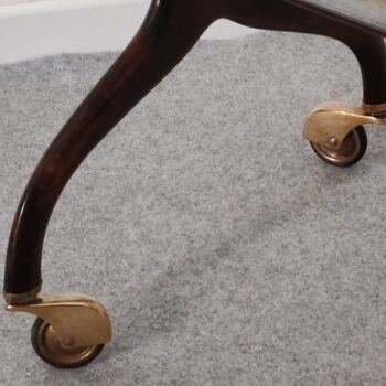 Carrello Bar Italiano in Legno e Ottone con Portariviste, Attribuito a Cesare Lacca, Anni '50 - immagine 6