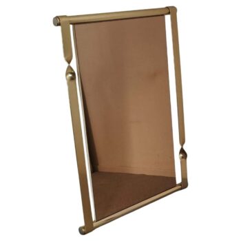 Specchio da parete in ottone curvato, Italia, anni ’70 - immagine 1