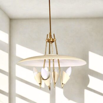 Lampadario in ottone e metallo laccato by Arteluce, Italia, anni 50 - immagine 3