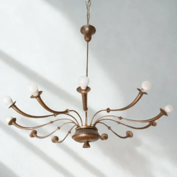 Lampadario a 12 luci in ottone Azucena di Caccia Dominioni, anni '50 - immagine 8