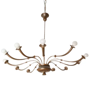 Lampadario a 12 luci in ottone Azucena di Caccia Dominioni, anni '50 - immagine 1