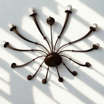 Lampadario a 12 luci in ottone Azucena di Caccia Dominioni, anni '50 - immagine 5
