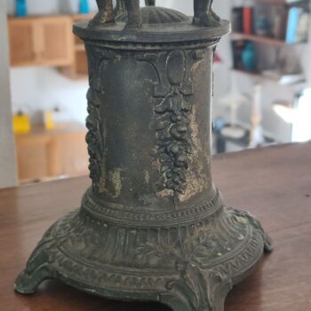 Centrotavola Alzata Liberty in vetro antimonio con putti, Italia 1900 - immagine 5