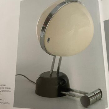 Lampada da tavolo in vetro opalino con dimmer touch-dimmer, 1971, ITER Elettronica - immagine 9