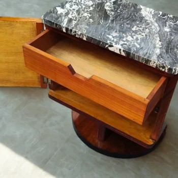 Coppia Comodini art deco con marmo nero, Italia, anni 30, Restaurati - immagine 6