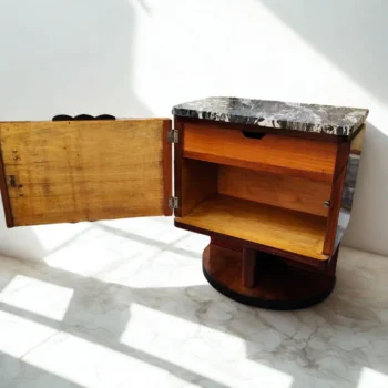 Coppia Comodini art deco con marmo nero, Italia, anni 30, Restaurati - immagine 5