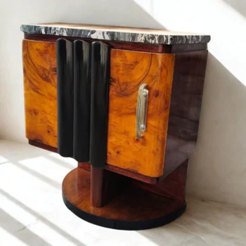 Coppia Comodini art deco con marmo nero, Italia, anni 30, Restaurati - immagine 3