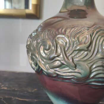 Vaso in ceramica iridescente Art Déco produzione Fantinelli Faenza, Italia, anni 30 - immagine 3