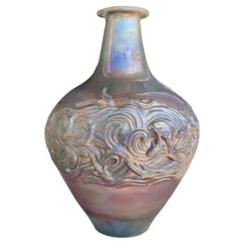 Vaso in ceramica iridescente Art Déco produzione Fantinelli Faenza, Italia, anni 30 - immagine 1
