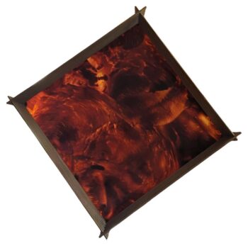 Vassoio svuotatasche in lucite ottone effetto tartaruga anni 70