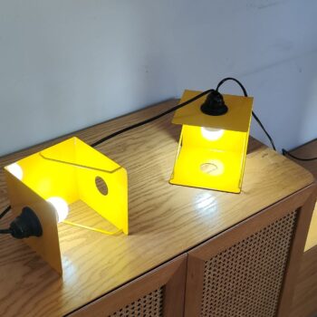Lampada modulare gialla in metallo anni 80, Italia - immagine 5