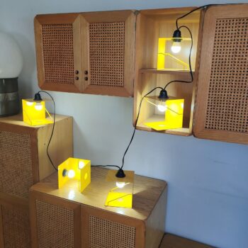 Lampada modulare gialla in metallo anni 80, Italia - immagine 7