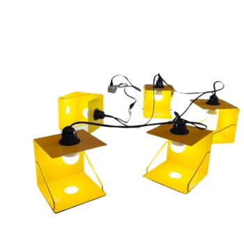 Yellow modular metal lamp from the 80s, Italy