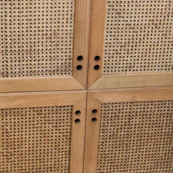 Libreria modulare in legno e rattan by Jan De Vries, anni 70 - immagine 7