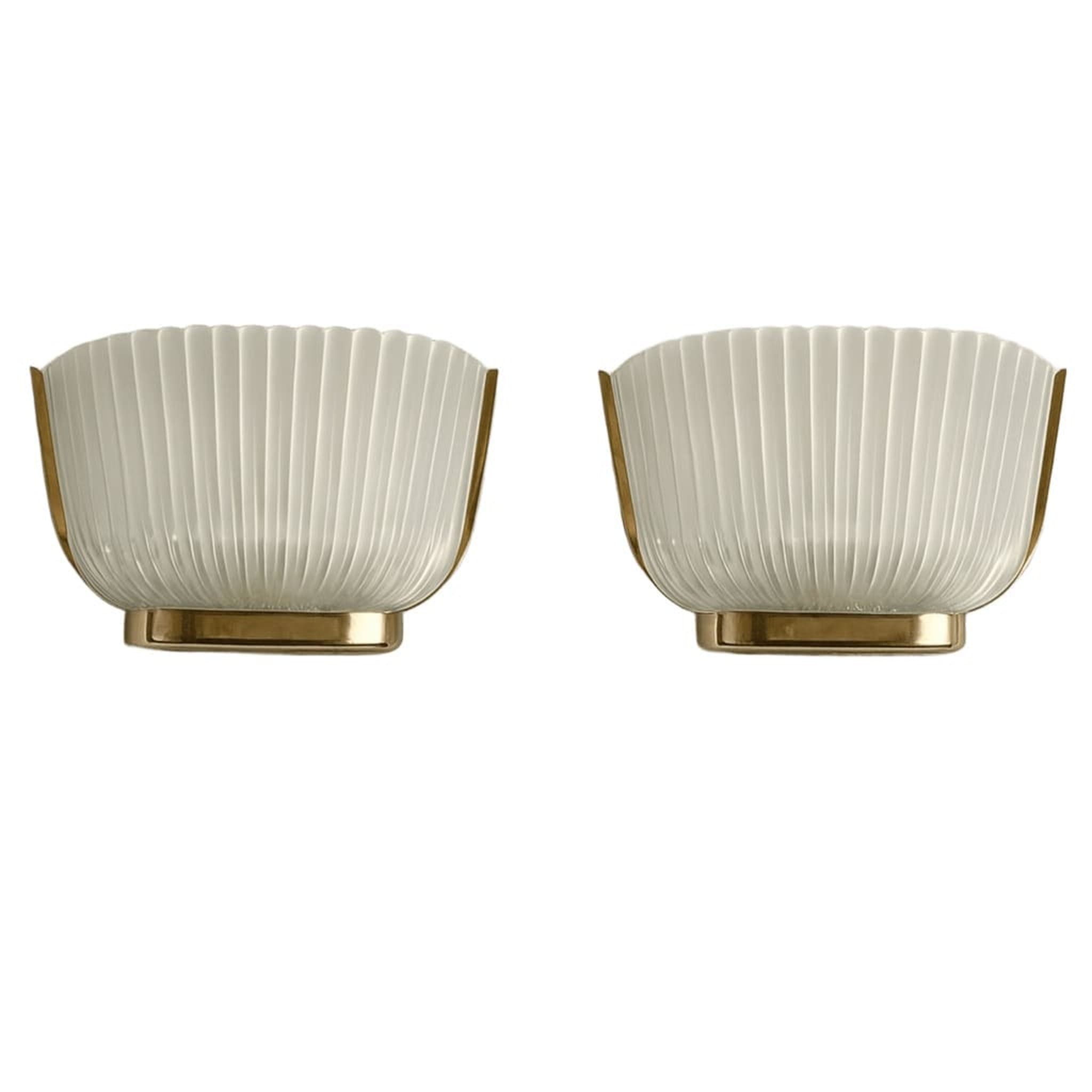 Coppia di applique Art Deco in ottone e vetro di Archimede Seguso, Italia, anni ’40