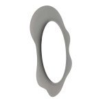“Round Round 160” mirror by Glas Italia, front view with outline, shaped glass with wavy edge.
