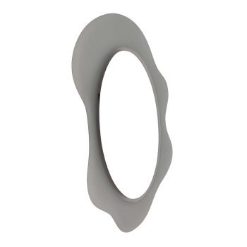 “Round Round 160” mirror by Glas Italia, front view with outline, shaped glass with wavy edge.