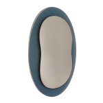 Italian oval mirror in Veca style from the 1970s, double blued glass with contoured edges