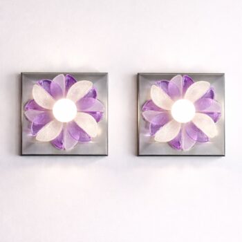 Coppia di applique anni 70 in vetro di Murano Albano Poli per Poliarte - immagine 4