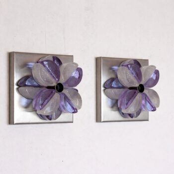 Coppia di applique anni 70 in vetro di Murano Albano Poli per Poliarte - immagine 6