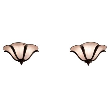 Coppia di applique a fiore in vetro di Murano e ottone di Aureliano Toso, anni 70