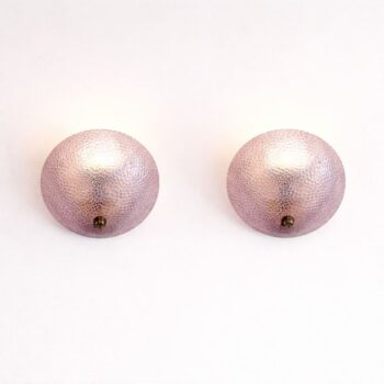 Applique italiane anni 50 in vetro di Murano rosa e ottone - immagine 6