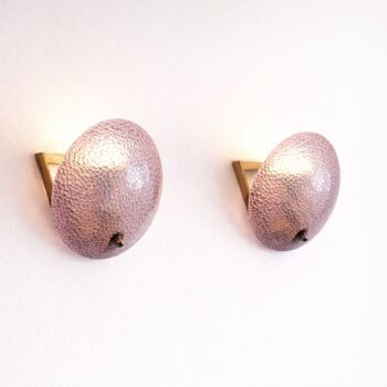 Applique italiane anni 50 in vetro di Murano rosa e ottone - immagine 5