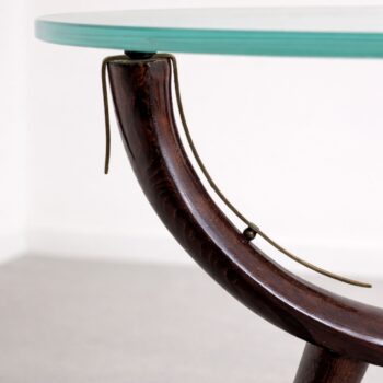 Tavolo da caffè in legno ottone e vetro anni 50 stile Fontana Arte - immagine 5