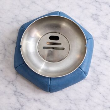 Padded leather and metal ashtray by Poltrona Frau, Italy, 1970s - Image 4