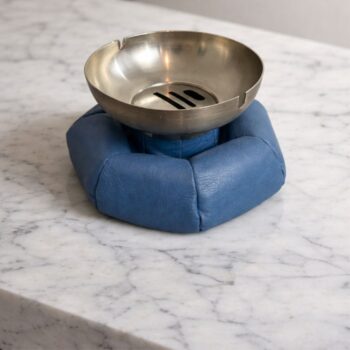 Padded leather and metal ashtray by Poltrona Frau, Italy, 1970s - Image 3