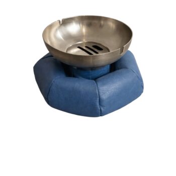 Padded leather and metal ashtray by Poltrona Frau, Italy, 1970s - Image 1