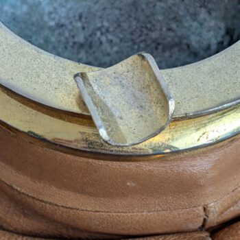 Padded brass leather ashtray, 1970s, made in Italy - Image 4
