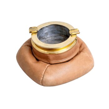 Padded brass leather ashtray, 1970s, made in Italy - Image 1