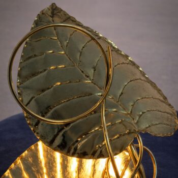 Lampada da tavolo italiana in foglia d'ottone nello stile di Tommaso Barbi, anni '70 - immagine 5