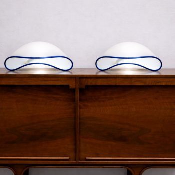 Coppia lampade in vetro di Murano bianco e blu Orsera by Vistosi anni ’70 - immagine 4