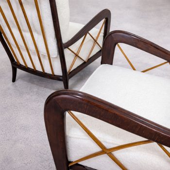 Pair of 1940s Paolo Buffa-style armchairs restored with white bouclé - Image 8