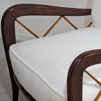 Pair of 1940s Paolo Buffa-style armchairs restored with white bouclé - Image 7
